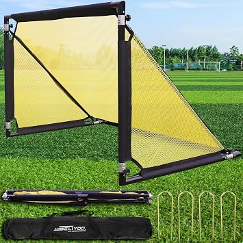 Seliyoo Aluminum Soccer Goal, 42.5/53/63 FT Foldable & Portable Soccer Net for Backyard