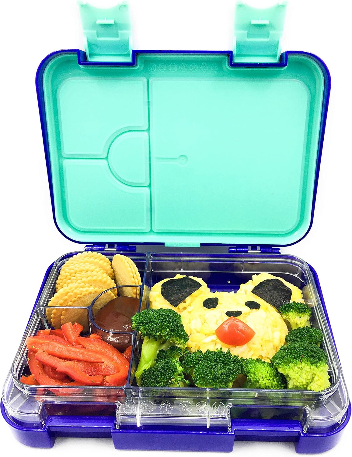 Abovego -Bento Box for Kids & Adults- BPA Free- Leak-Proof with Friendly Latches - Ideal for Portion-Control, Meal Prep and Healthy Balance Diet (Junior Blue)