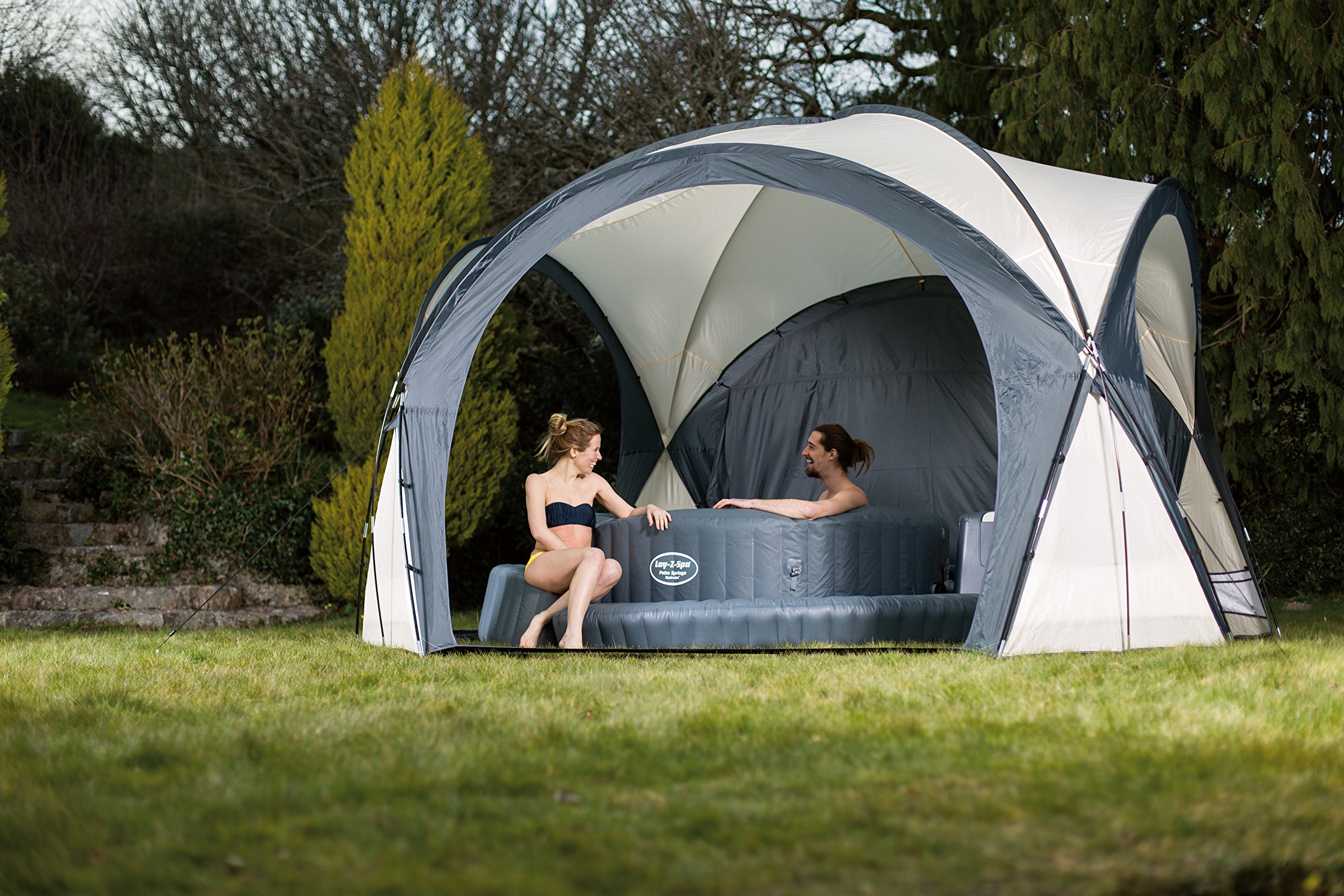 Bestway Lay-Z-Spa Pavillon, weiß-grau, 390 x 390 x 255 cm, 58460-05