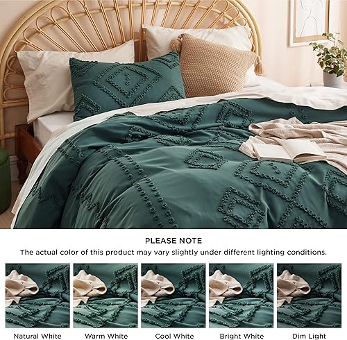 Miniatura 8 de Bedsure Ropa de cama bohemia tamaño Queen para todas las estaciones, 3 piezas bordadas Shabby Chic para el hogar, funda de edredón Queen Chic