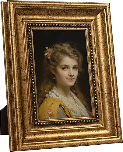 Sonefreiy Portarretratos de 5 x 7 pulgadas, color dorado, antiguo, vintage, para pared, marco de fotos retro de 5 x 7 pulgadas, para mesa, regalo de