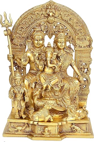 AONA Figura decorativa de ídolo de Shiv Parivar de latón, escultura de familia Shiv para el hogar, templo, oficina, regalo, artículo de regalo