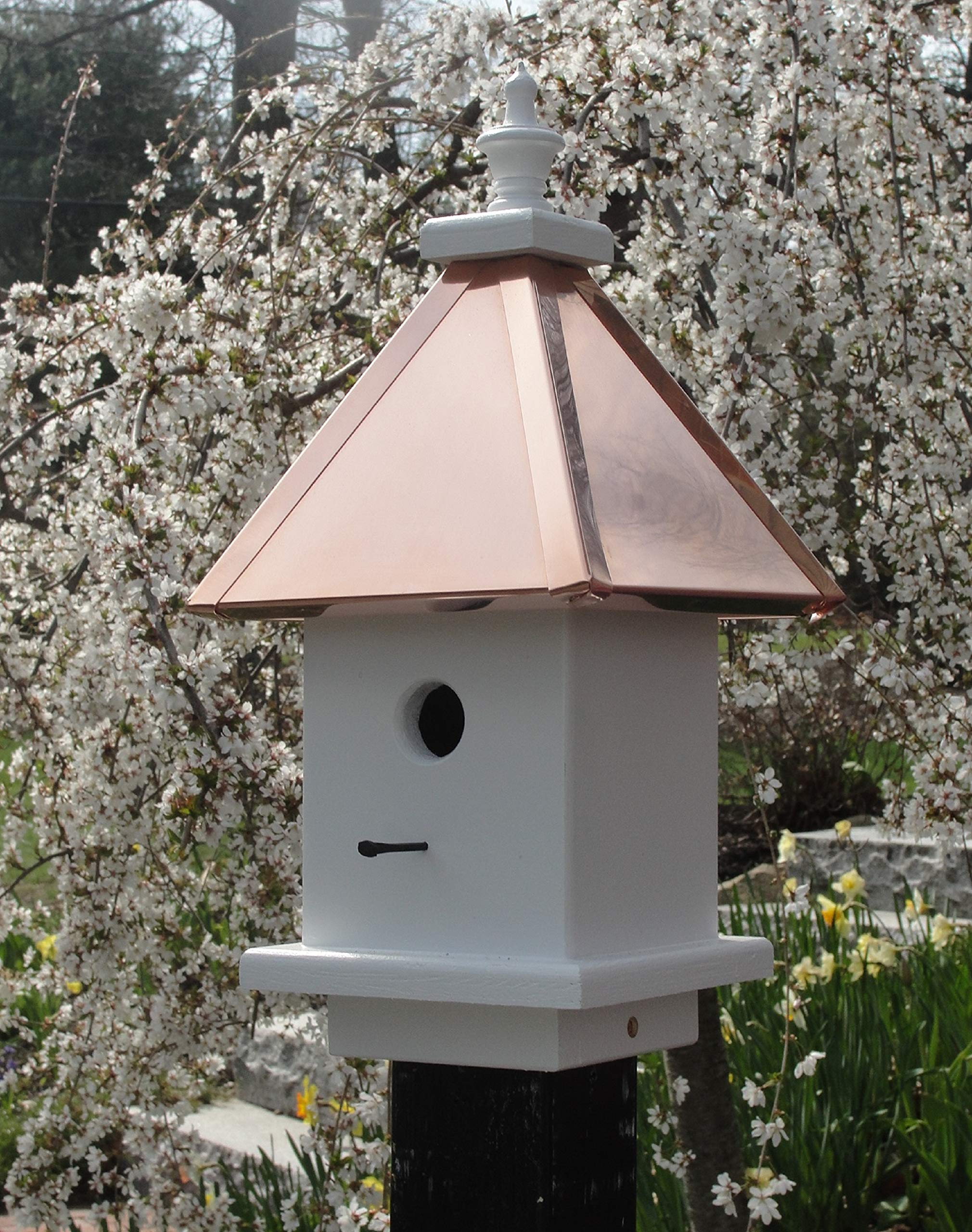Wooden Bird House, 1 Compartment, Copper Roof, Handmade in The USA, Weather Resistant