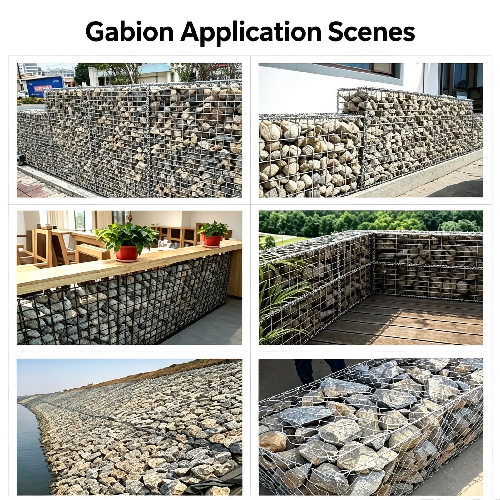 Muro Gavión Jaula Gavión Cesta Piedra Malla Acero Galvanizado Divisor
