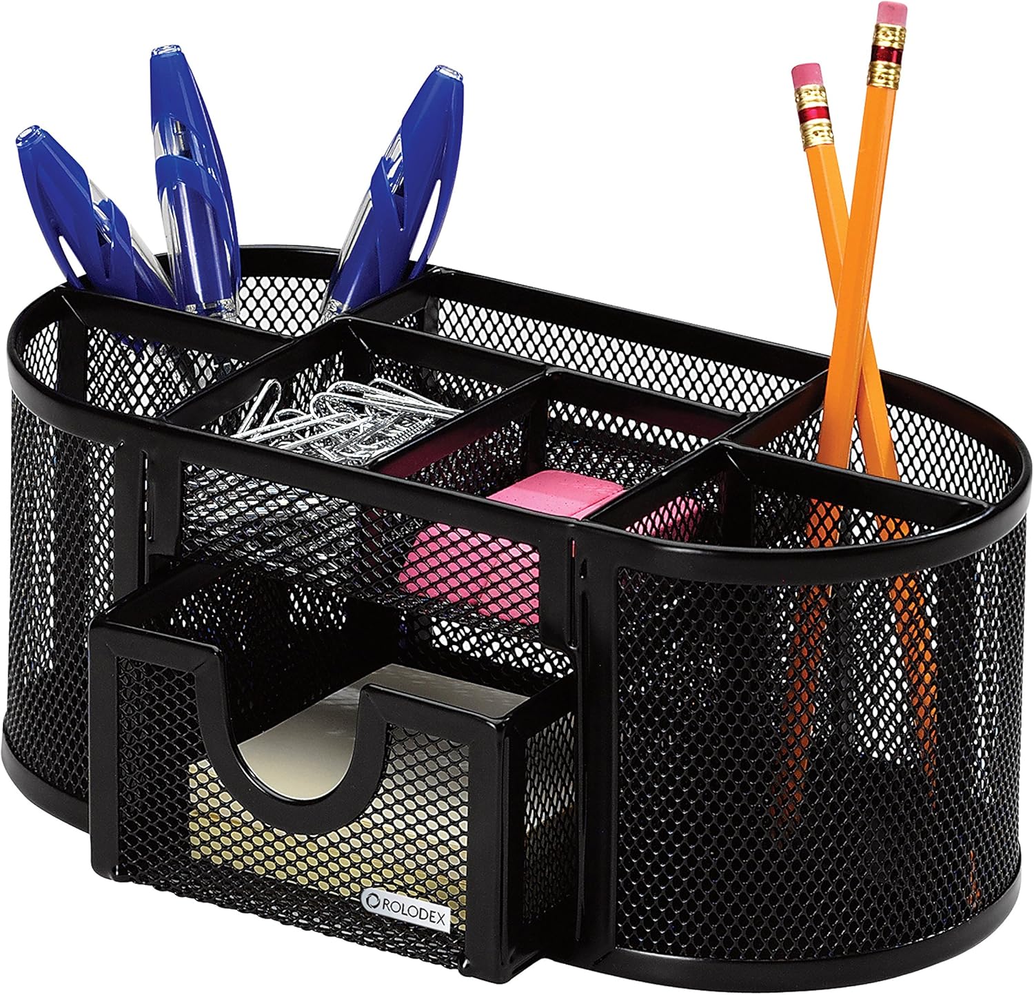 Rolodex Mesh Pencil Cup Organizer, Four Compartments, Steel, 9 1/3"x4 1/2"x4", Black (1746466) : Pencil Holders : Office Products