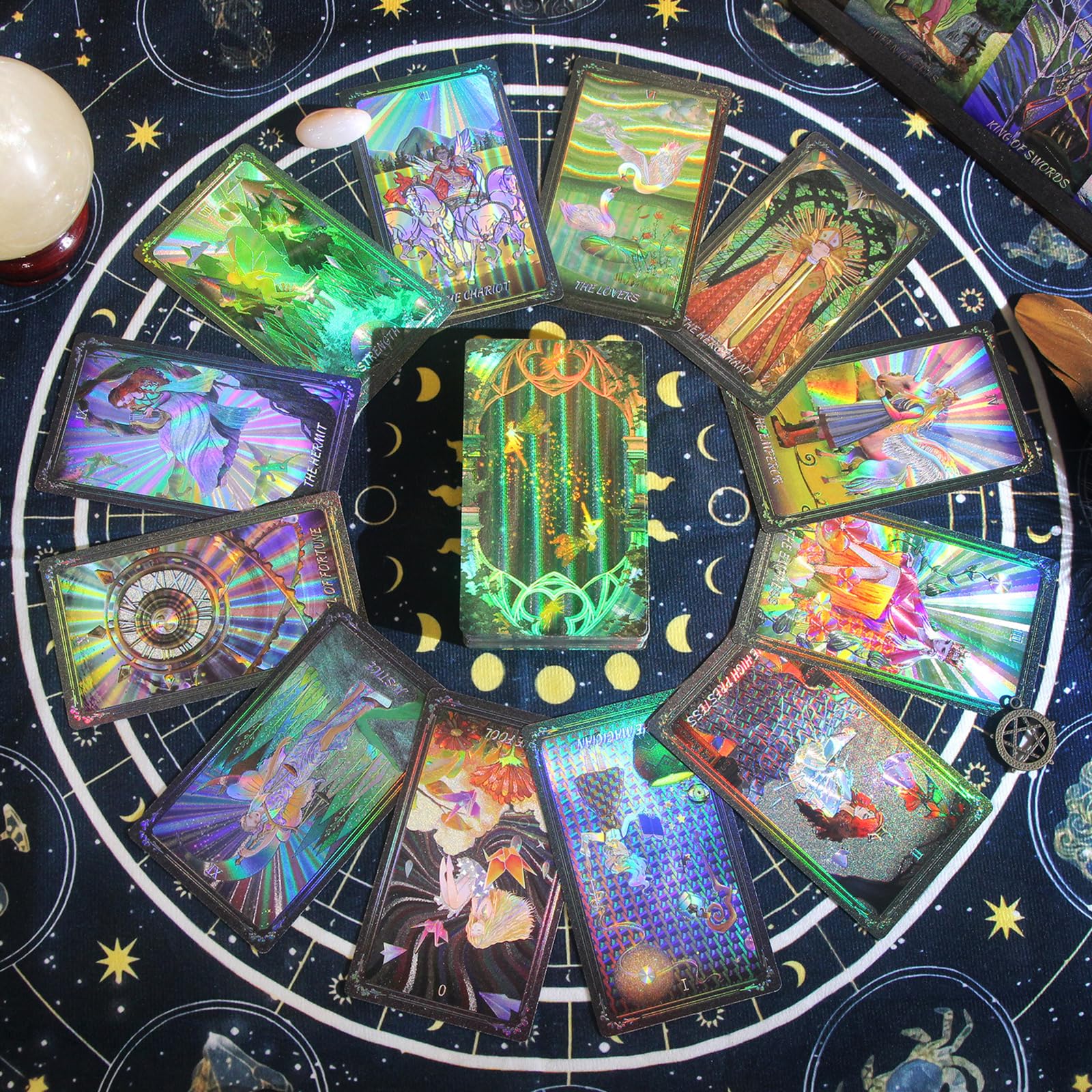 12 x 7 cm Navette Miroir Tarot, Divination, Prédiction, Tarot Carte Cadeau