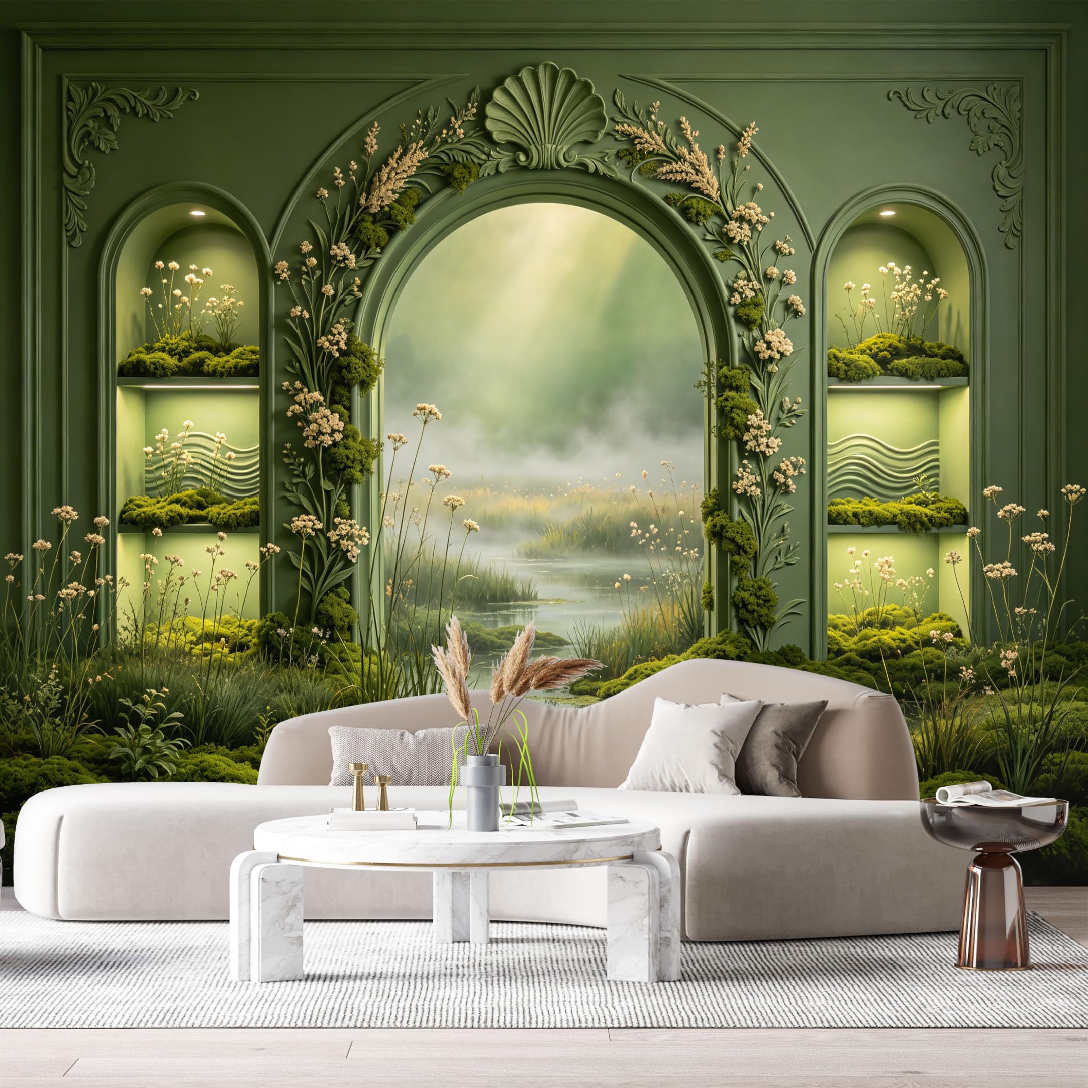 Custom Size Wall Murals Mystical Indoor Garden Archway 3D Trompe L'Oeil SelfAdhesiveWall Fabric Removable Wallpaper Wall Decor for Living Room Bedroom Bathroom