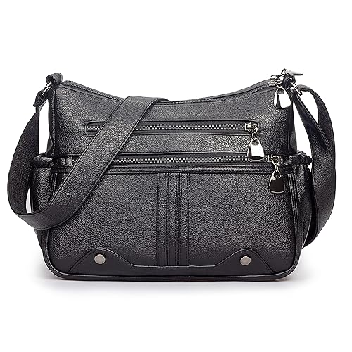 Women Soft PU Leather Shoulder Handbag Multi Pocket Crossbody Bag