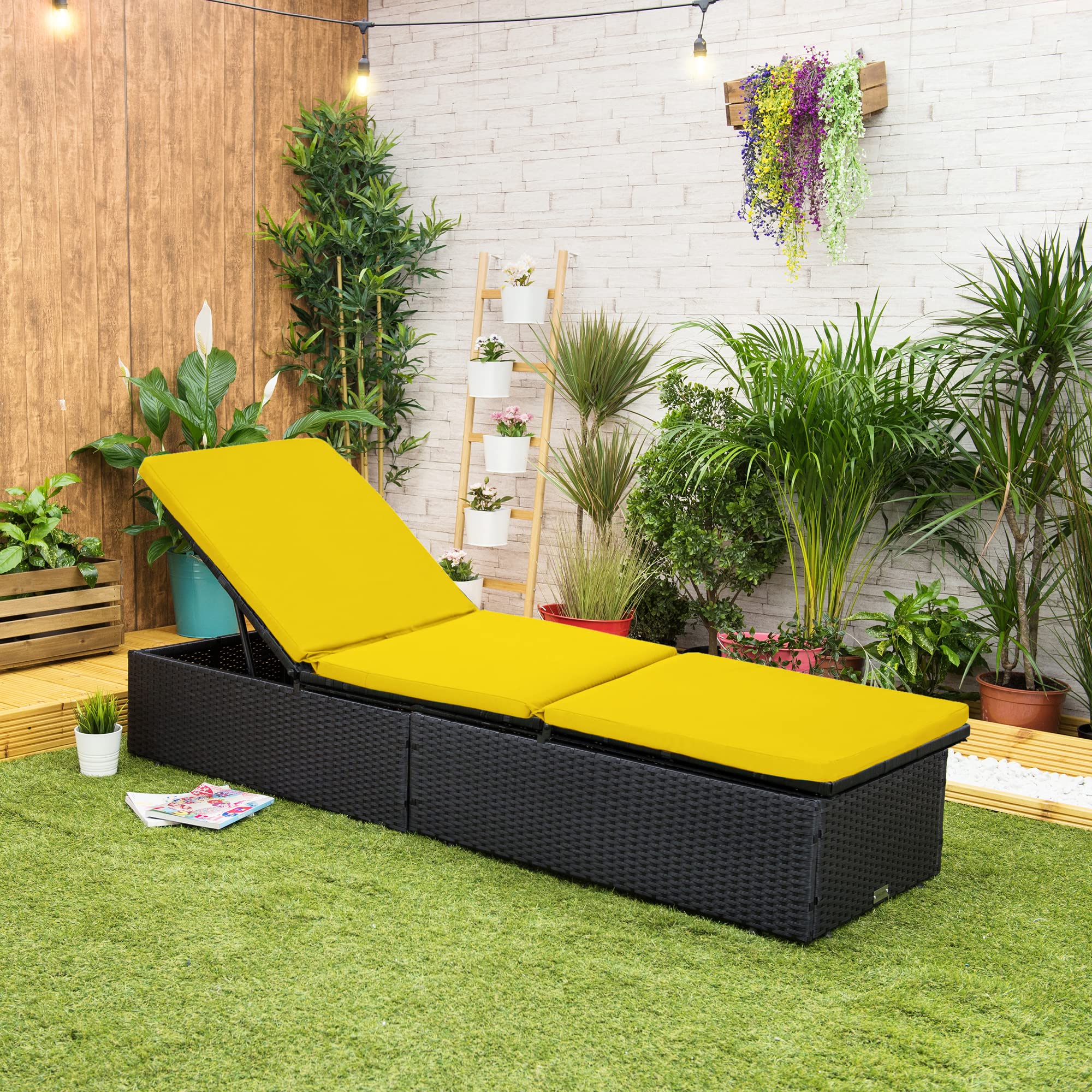 Gardenista Vervangend kussen voor tuinligstoel | Allibert Keter Daytona Ligstoel | Outdoor Waterbestendig Ligstoel Kussen | Patio Meubels Zonnebank (Paars