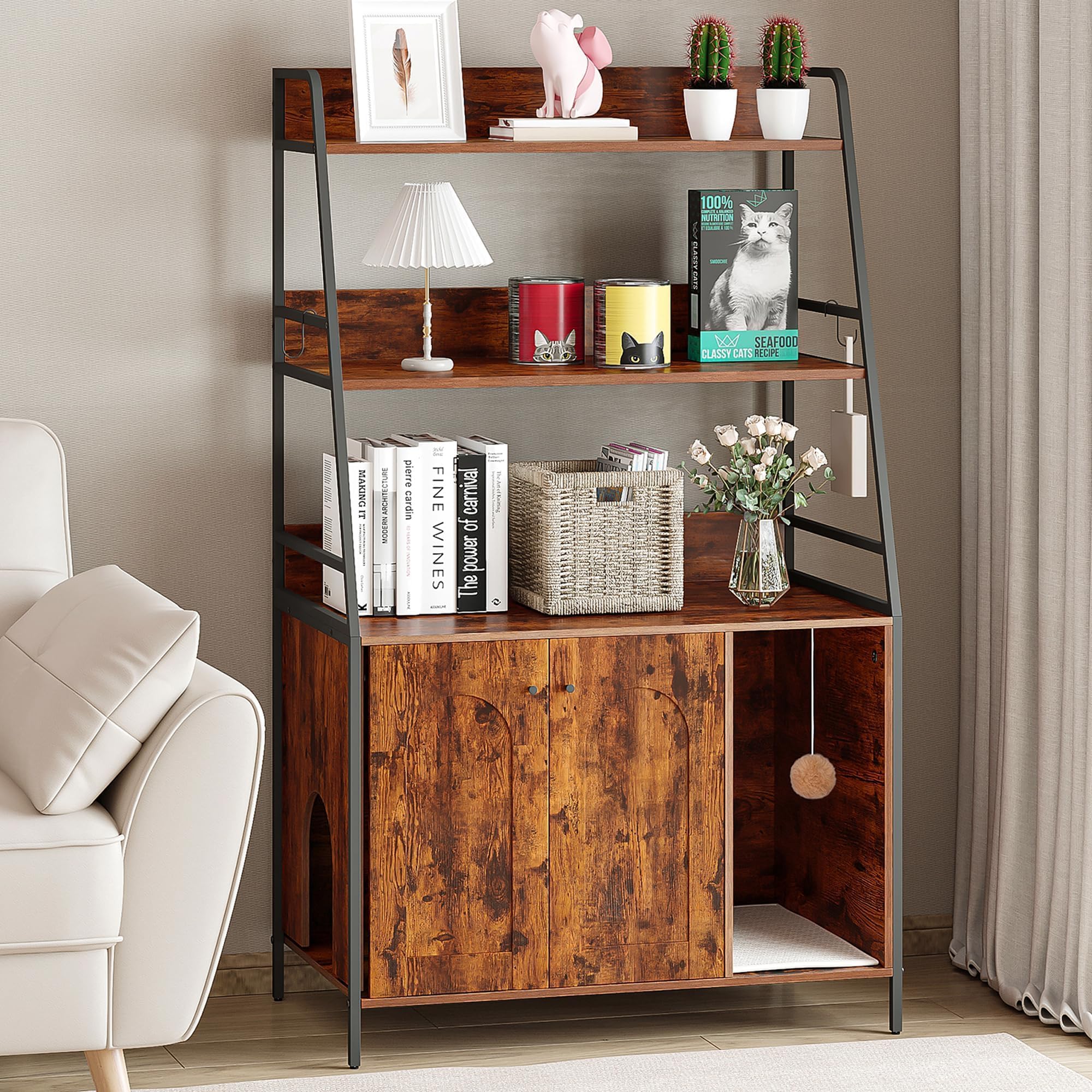 Hzuaneri Cat Litter Box Enclosure Furniture, Litter Box