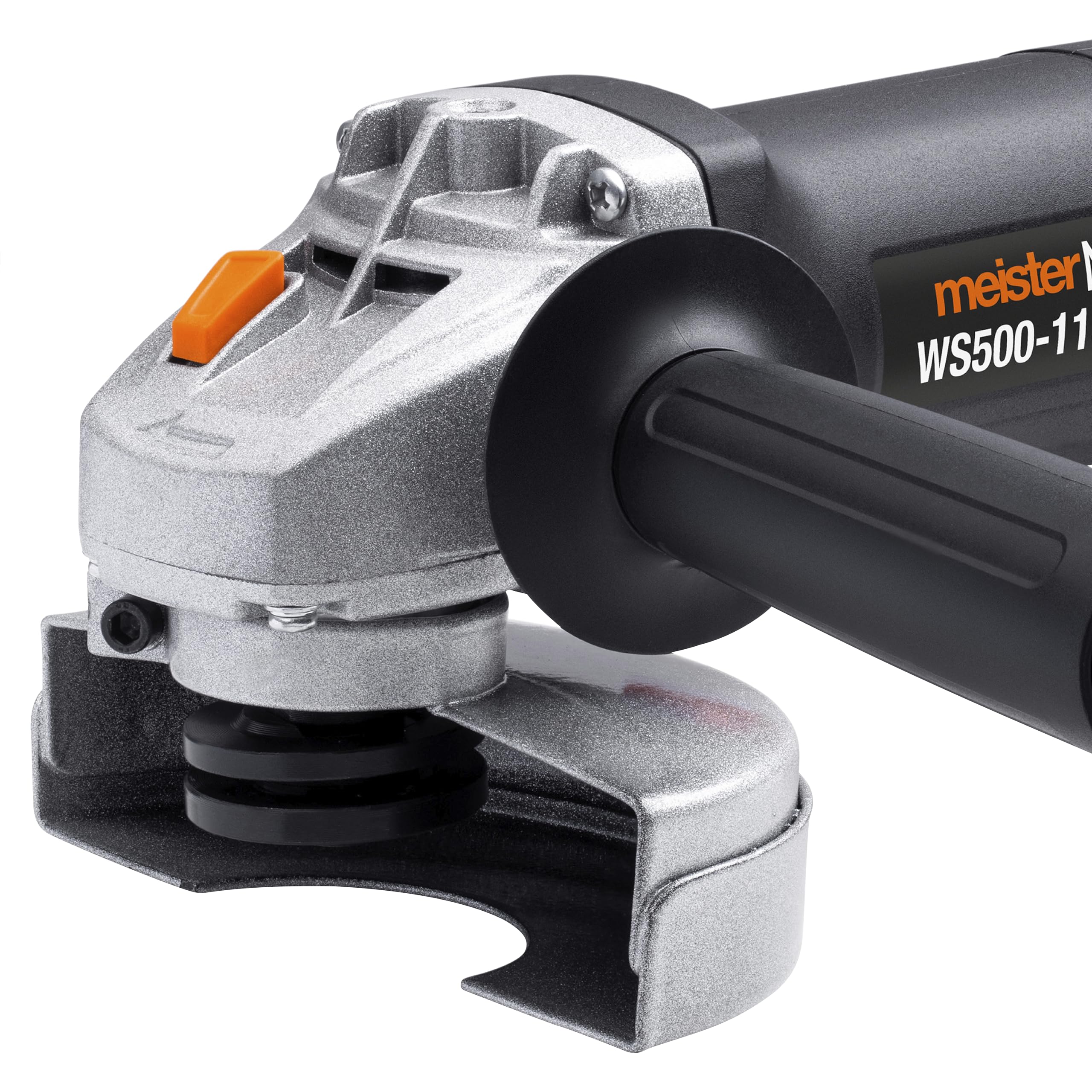 Meister Smerigliatrice angolare 500 W, WS500-115M – Diametro disco 115 mm – Blocco mandrino – Cappuccio di protezione regolabile – Maniglia supplementare/Smerigliatrice per calcestruzzo, pietra &