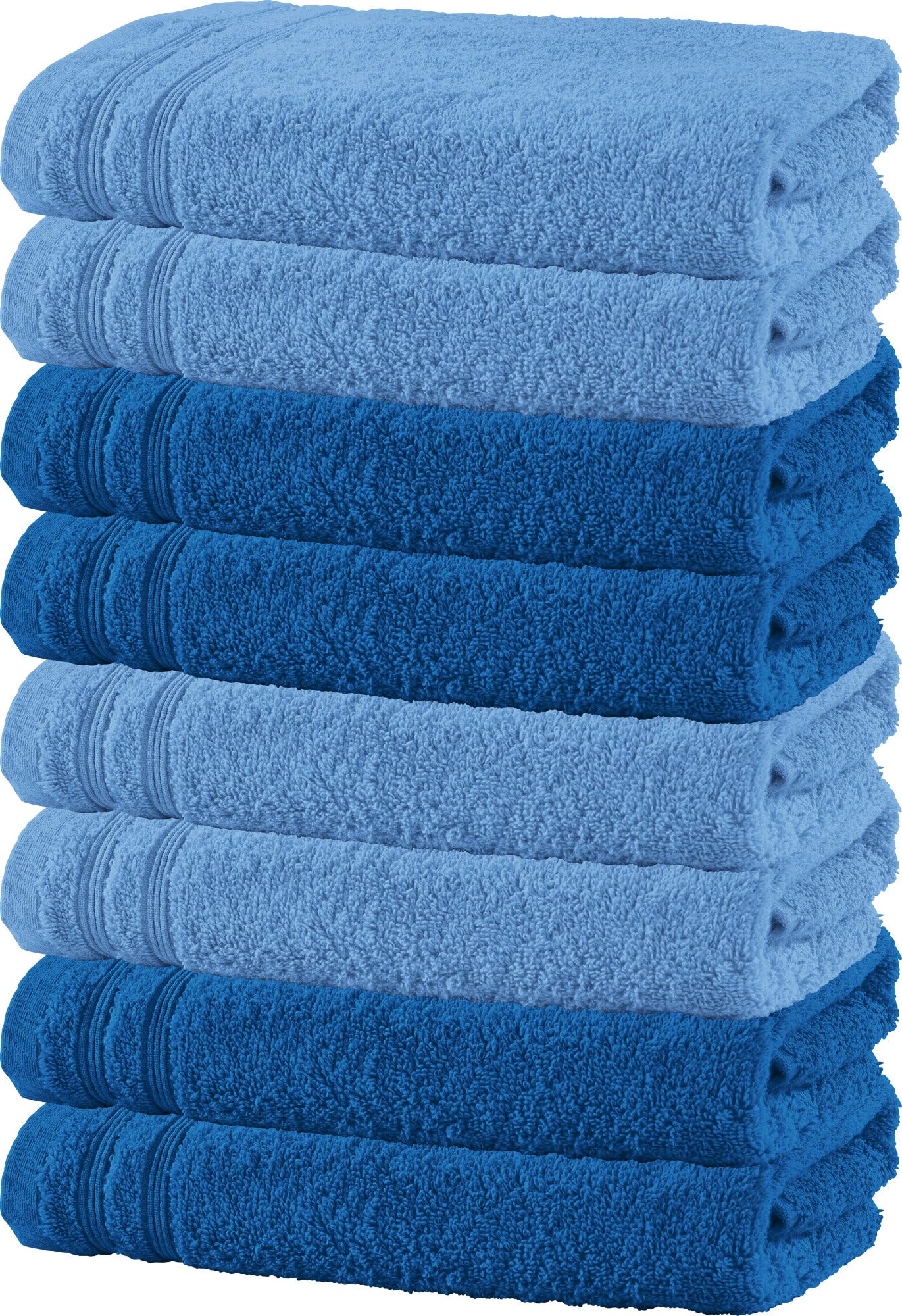 Erwin Müller Handtuch Heidelberg 8er-Pack Walk-Frottier hellblau-Royalblau Größe 50x80 cm