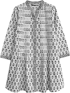 AV Hand Block Printed V Neck Tunic - Buy now