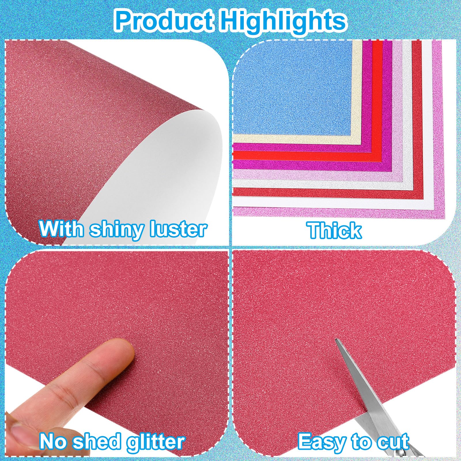 PATIKIL 10 Sheets Dark Red Glitter Cardstock Paper - Image 3