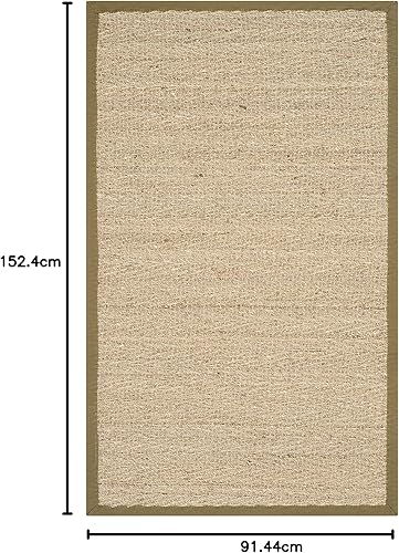 Miniatura 160 de Safavieh Colección de fibra natural NF115P - Alfombra (fibra natural), color gris, Fibras naturales beige, (Natural/Beige),Natural/Negro,Natural