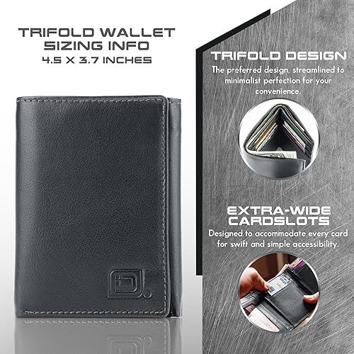 Miniatura 5 de Billetera triple de 8 compartimientos bloqueadora de RFID con espacio para identificación - Cuero auténtico - Billeteras bloqueadoras de RFID para