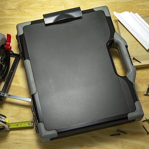 Miniatura 24 de Caja de almacenamiento tipo portapapeles para cargar todo, tamaño carta/oficio de Officemate OIC, Negro y gris