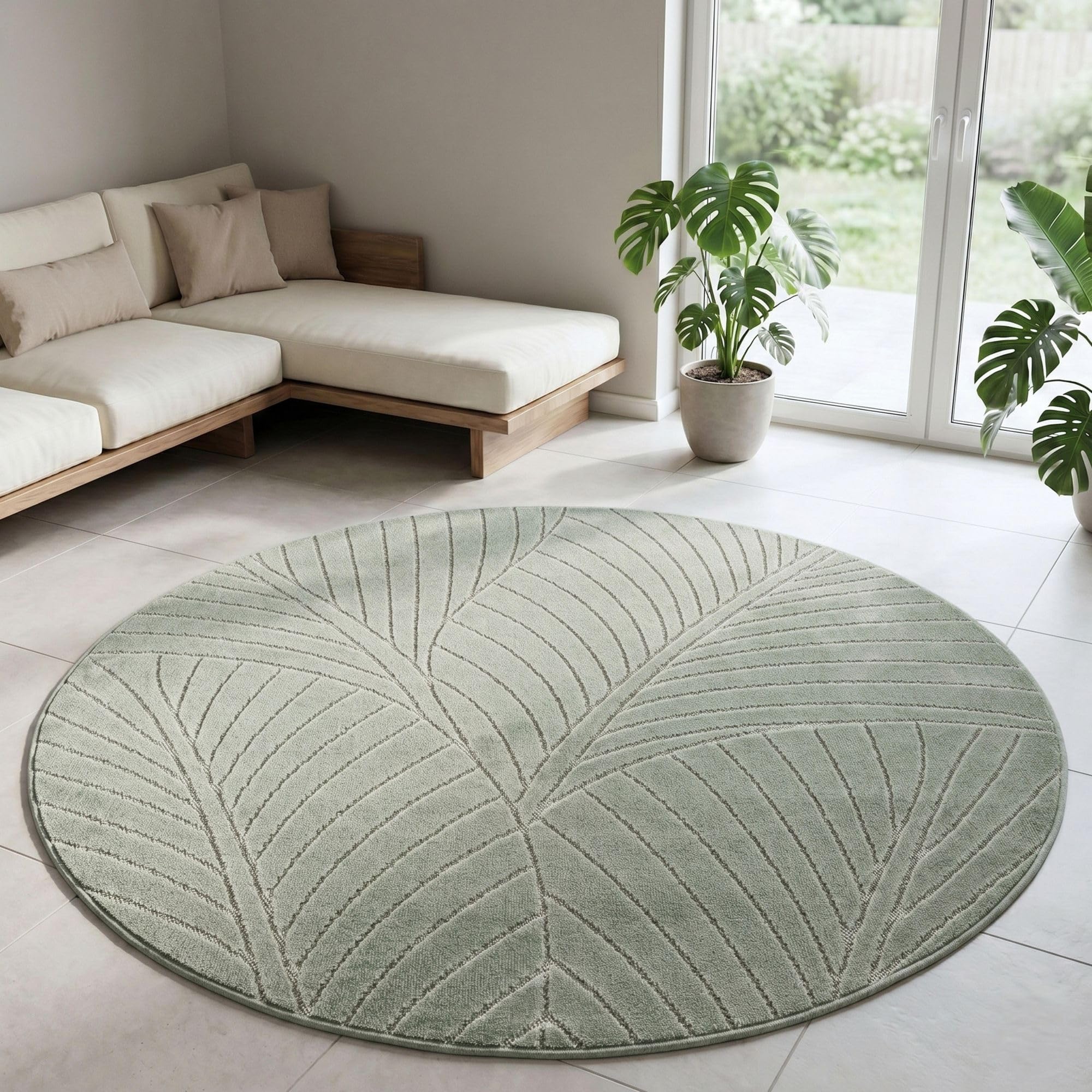 Carpetsale24 Kurzflor Teppich Beige Wohnzimmer Schlafzimmer 3D Hoch-Tief-Effekt, Skandinavisch Boho Motiv, für Outdoor Bereich geeignet Terrassen oder im Balkon