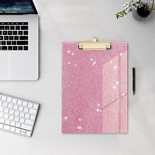Miniatura 7 de Portapapeles acrílicos con purpurina decorativa estándar A4, tamaño de letra A4, 12.2 x 8.7 pulgadas, tableros de clip brillantes de moda con clip