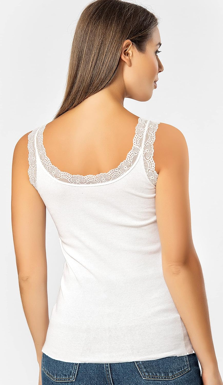 VAVONNE Lace Camisole Tank Tops for Women, Soft Stretch Ribbed Cotton Cami - Image 2