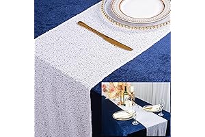 ShinyBeauty White Sequin Table Runner for Weddings, Parties, and Décor