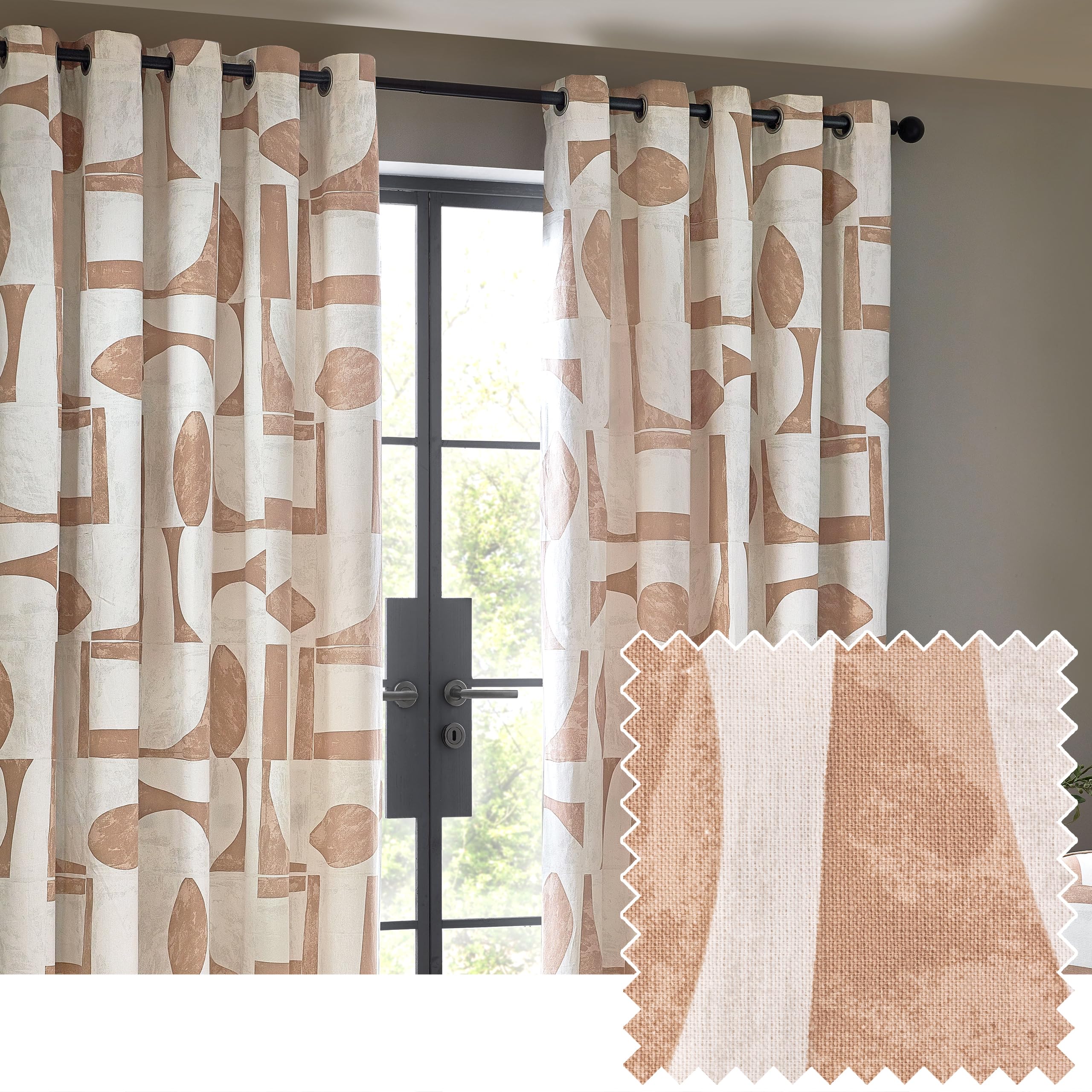 HÖEM Hoem Carro Abstract Room Darkening Eyelet Curtain Pair Clay (W)168Cm X (D)229Cm from B&Q