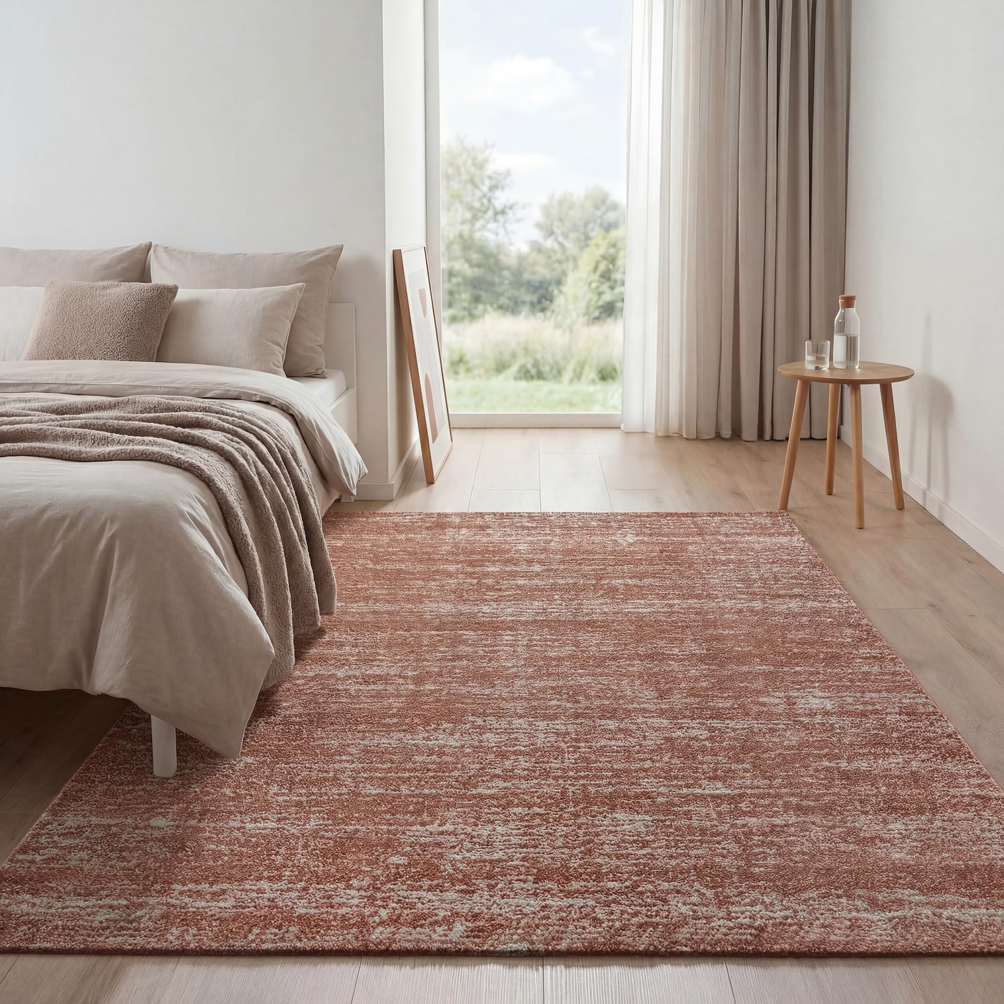 Impression London Teppich 120x170 cm Terra, Moderner Kurzflor Teppich im Abstract Design, Weich und Pflegeleicht für Wohnzimmer, Schlafzimmer, Esszimmer, Flur und Homeoffice