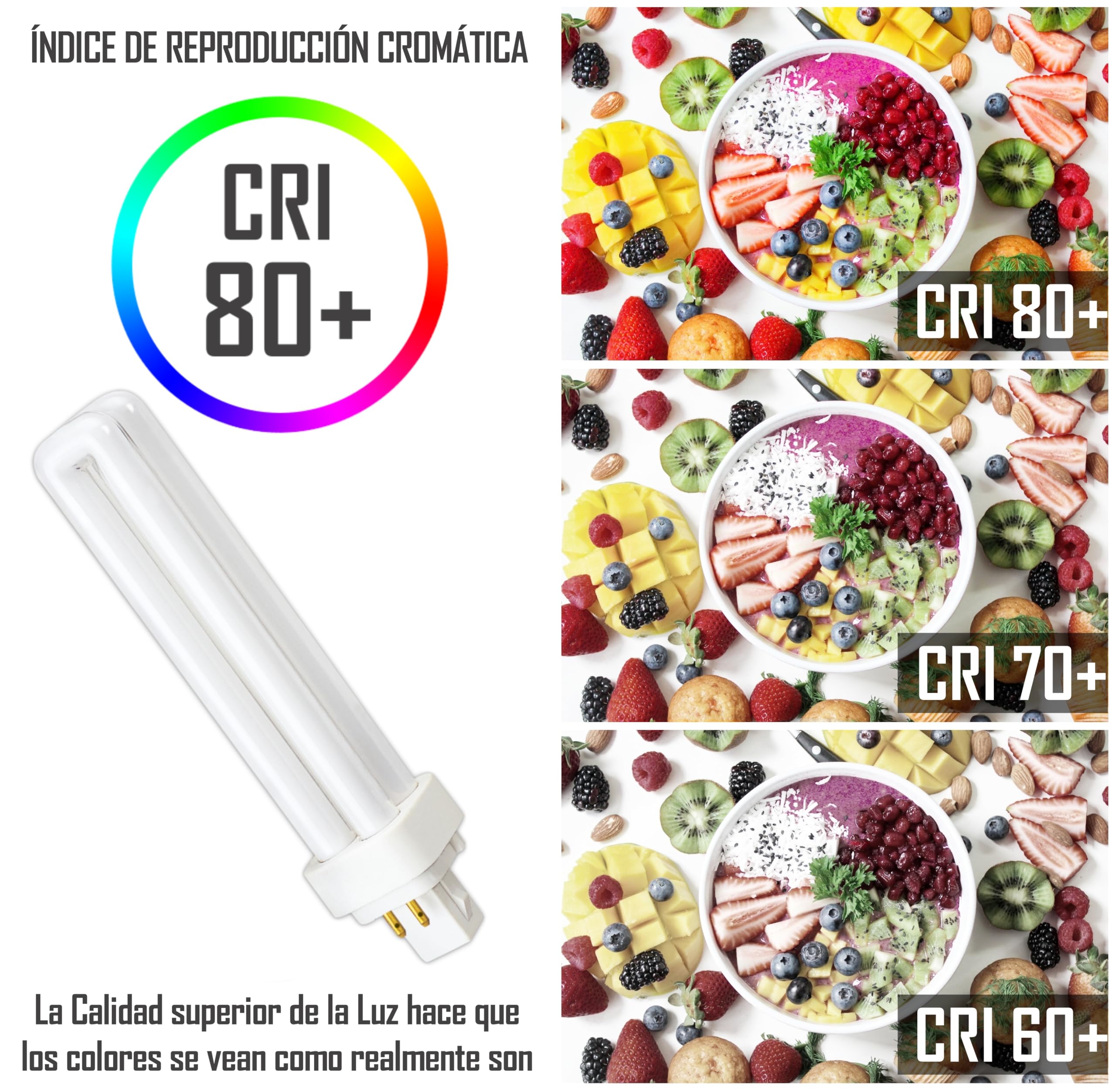 CLAR - Bombilla Fluorescente Gemini D/E 26W 6500K G24q-3 Luz Blanca Fría CFL Profesional 4 Pines Tubo Compacto Reemplazo Técnico Alto Flujo Iluminación Oficina Taller Cocina Industrial Precisa