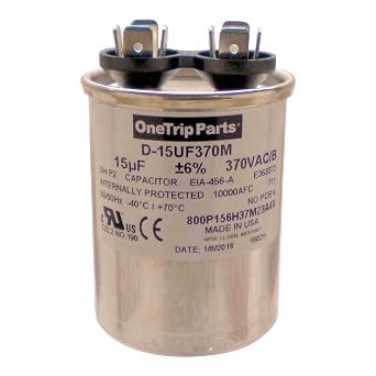 USA Run Capacitor 15 UF - 15 MFD 370 VAC Round