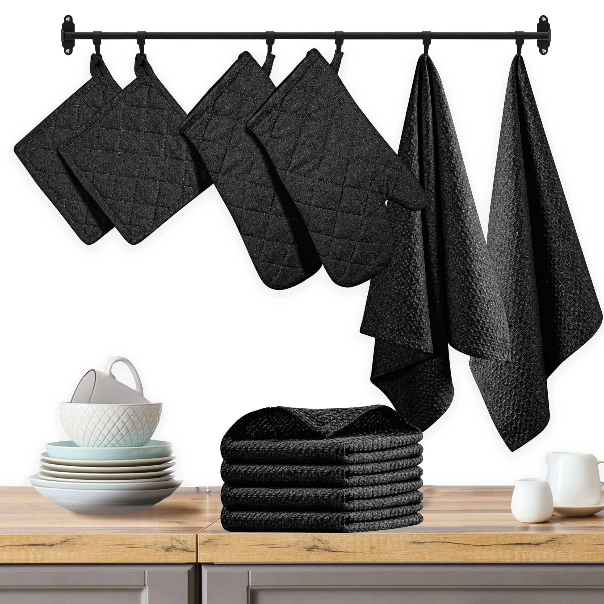 Native Fab Ensemble de cuisine 10 pièces – Torchons et torchons de cuisine 100 % coton, résistants à la chaleur, doux, absorbants et durables, parfaits pour la cuisine, la pâtisserie et une