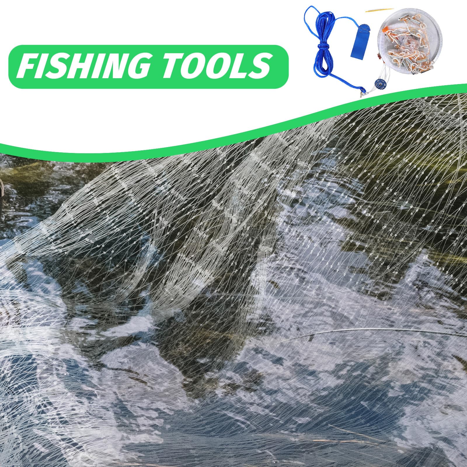 Toyvian Retino da Lancio Piccolo in Lega di Alluminio con Pesi in Acciaio Retino da Pesca per Esche in Acqua Naturale e Salata Trappola per Gamberetti a Mano con Rete Monofilamento Alta