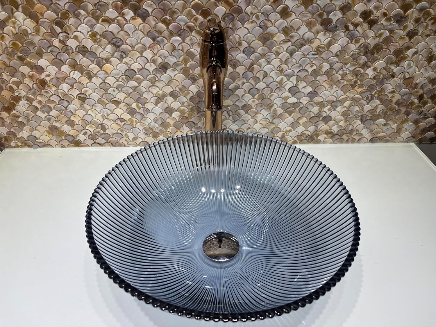 Transparent crystal Glass Vessel Sink In Crystal washbasin sink | Vanity Countertop Sink with Pop Up Drain |FW-LA708