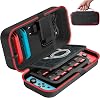 OIVO Switch Tasche für Nintendo Switch/OLED-Modell große Tragetasche für Joycon und EU Netzteil Harte Hülle mit Aufbewahrung für 20 Spiele & Zubehör Rot