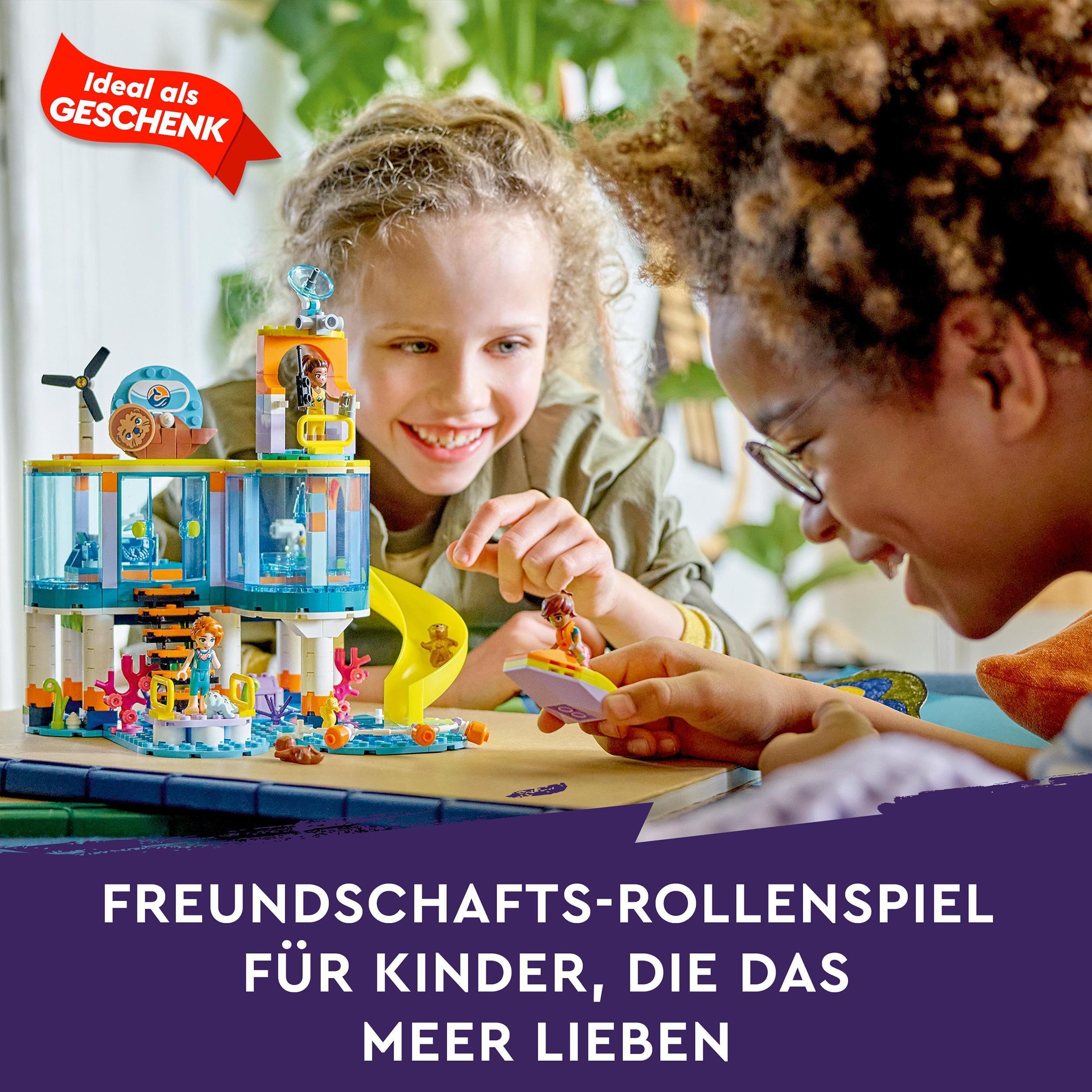 LEGO 41736 Friends Seerettungszentrum Tierarzt-Spielzeug für Kinder mit Otter-, Seepferdchen- und Schildkröten-Tierfiguren, Tierpflege-Spielzeug, Mädchen und Jungen ab 7 Jahren