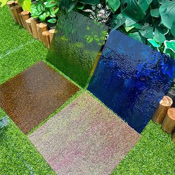 LITMIND 4 Sheets 12 x 12 Textured Transparent Stained Glass Variety Pack, Perfect for Stunning Crafts, Projects, and Mosaic Artistry