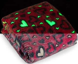 SP HOME GOODS Glow in The Dark Throw Blanket Valentine's Day Gift for Girls and Kids Ages 4-14 and for Grandkids - [Pink Hearts] 50 x 60 Inches Fun, Cozy Fleece Throw Blanket