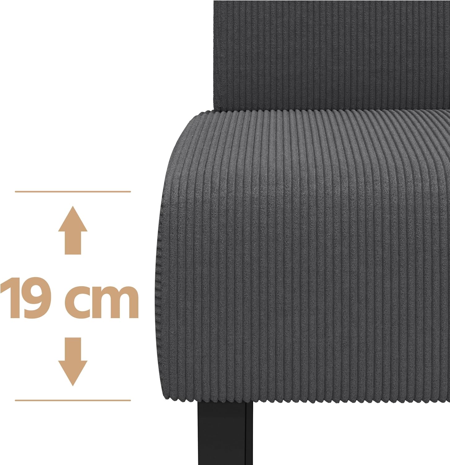 Sofa elevated for easy cleaning