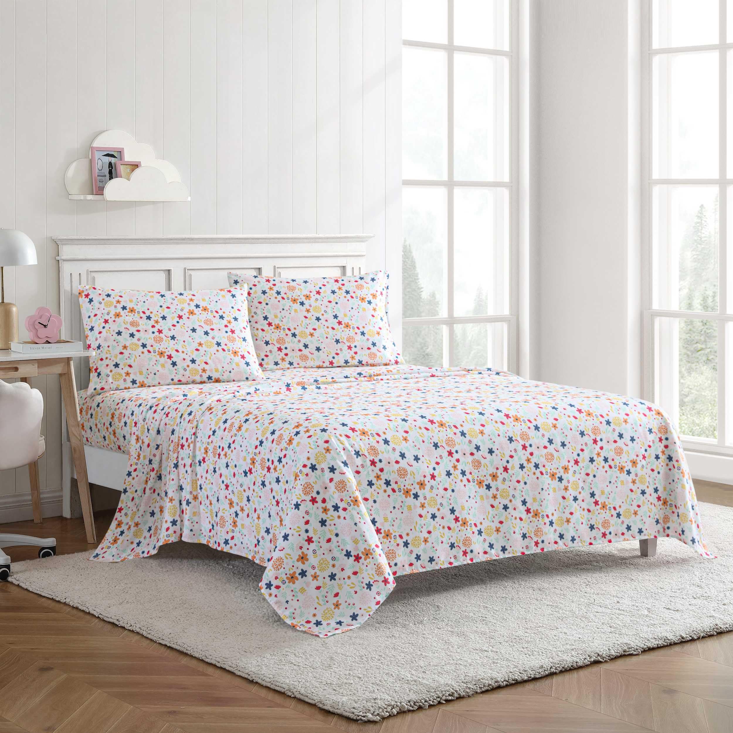 Eddie Bauer - Set di biancheria da letto in flanella di cotone, spazzolato per una maggiore morbidezza, accogliente decorazione per la casa, certificato Oeko-Tex (pino innevato verde, completo