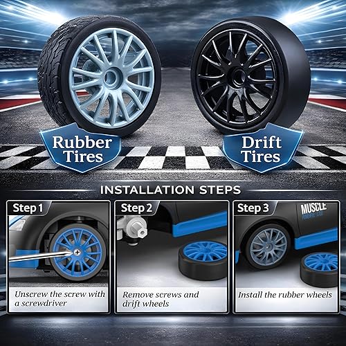 Miniatura 5 de Auto de control remoto RC Drift Car 2.4GHz Escala 124 4WD 15KMH Modelo de vehículo de alta velocidad con luces LED Neumático de Derrape Coche de