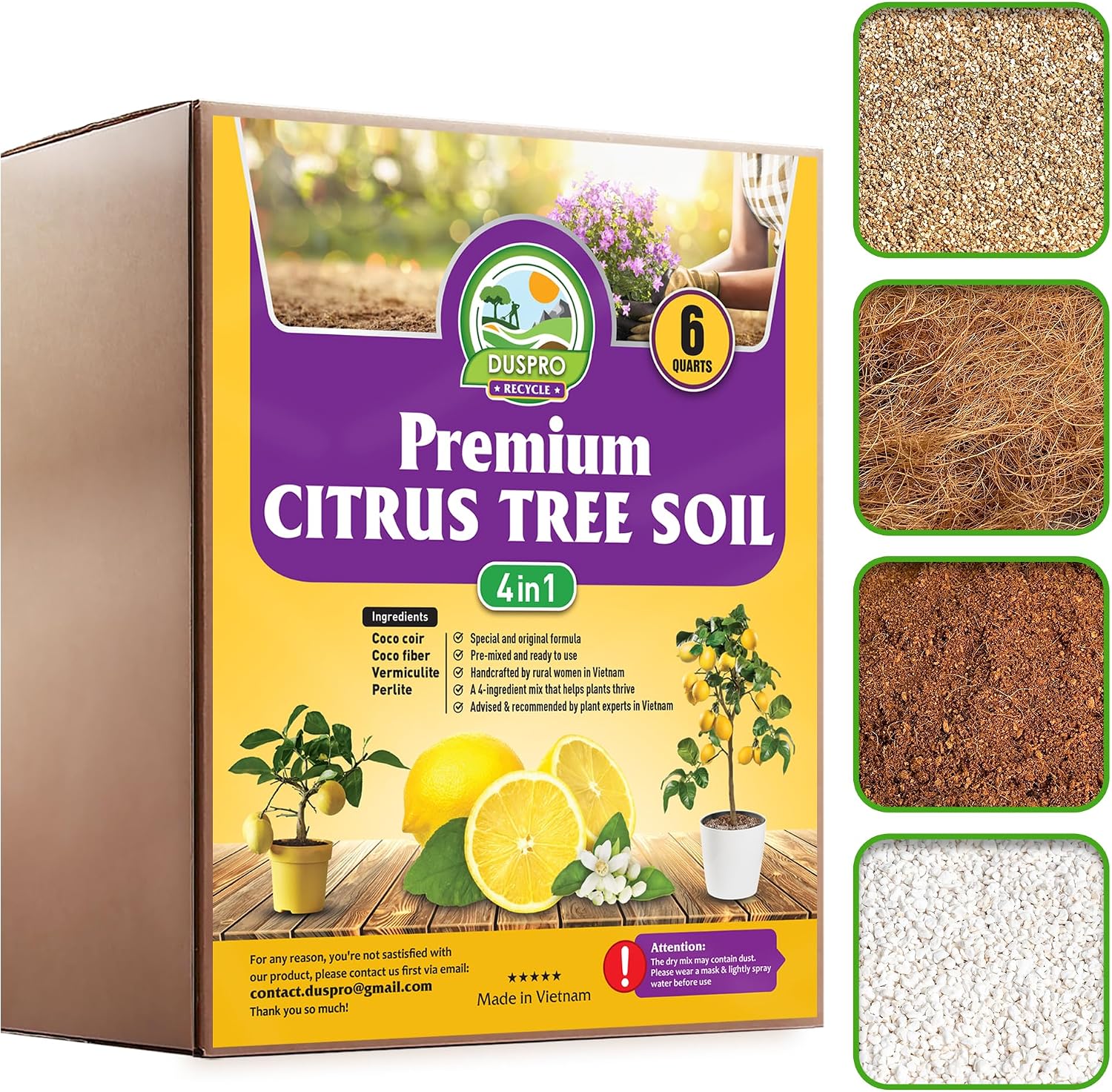 DUSPRO Recycle 8in1 Aroid Potting Mix Pre-Mixed Indoor Potting Soil for Aroid Plants, Chunky Soil Mix for Indoor Plants with Pine Bark,Pumice, Coir, Coco Chips, LECA,Perlite, Zeolite,Worm Castings 4QT