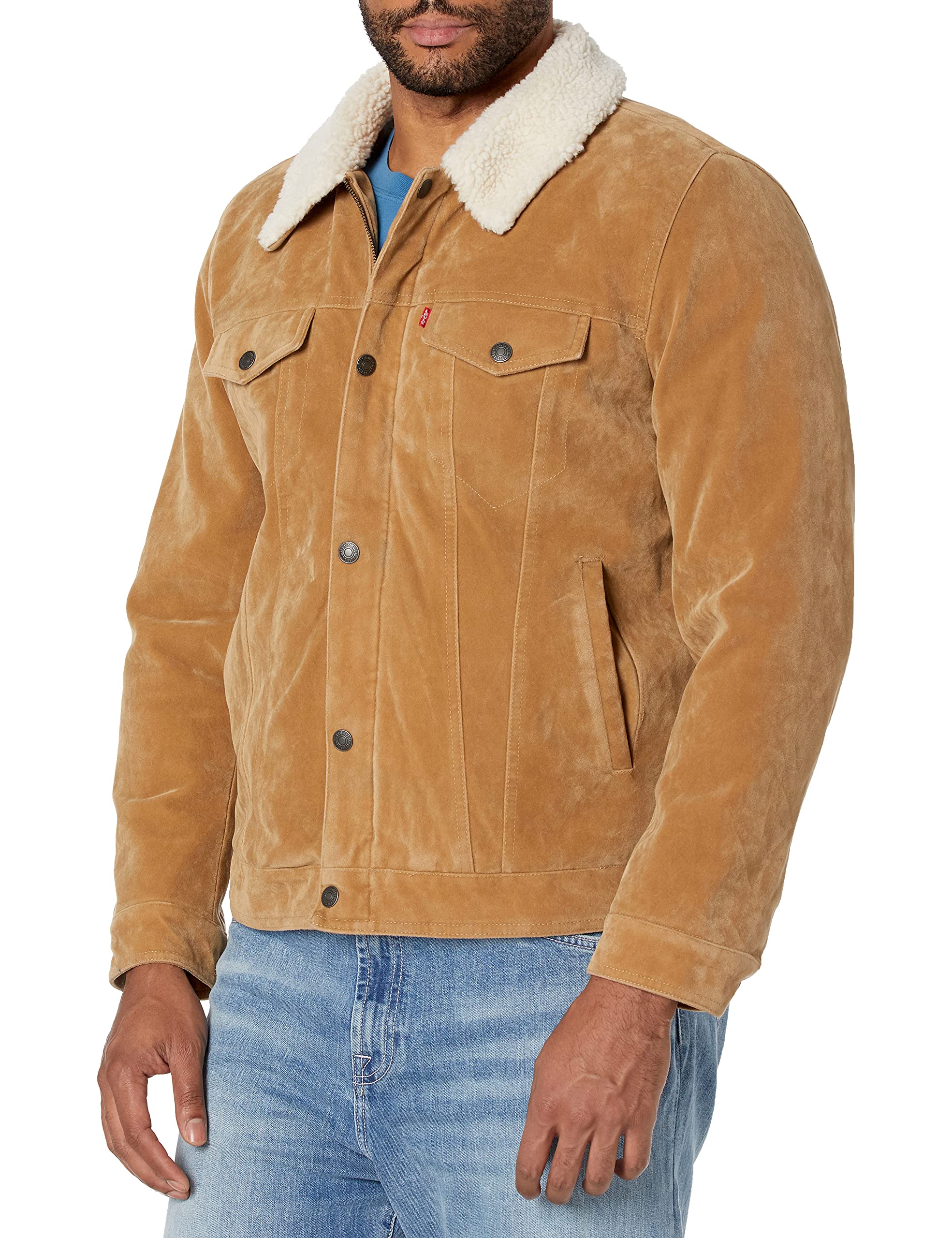 Levi’s Suede Jacketとモヘアセット Levi's Men's Faux Leather Classic Trucker Jacket, Tan Faux Suede