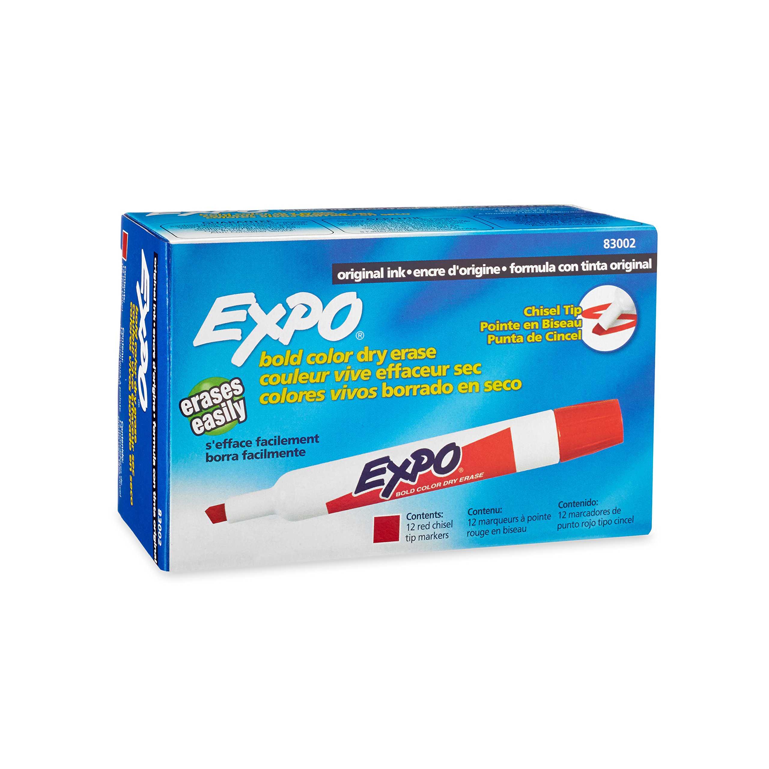 EXPO Original Dry Erase Markers Chisel Tip Red 12-Count