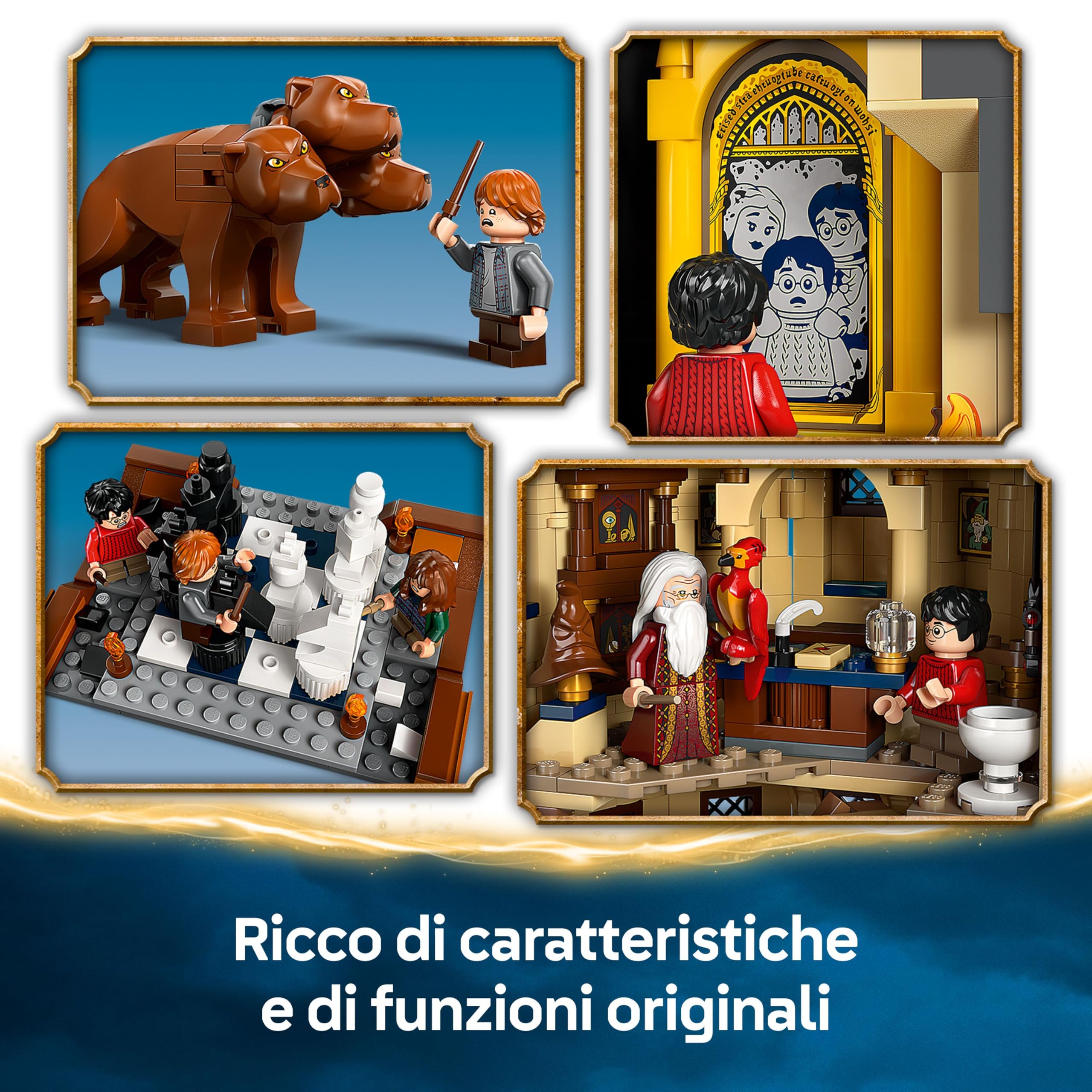 LEGO Harry Potter Castello di Hogwarts: Torre della Grande Scalinata Principale - Giocattolo con Stanze Modulari (Chiavi Alate e Scacchi dei Maghi) con 12 Personaggi - Regalo per Bambini da 10+ 76454