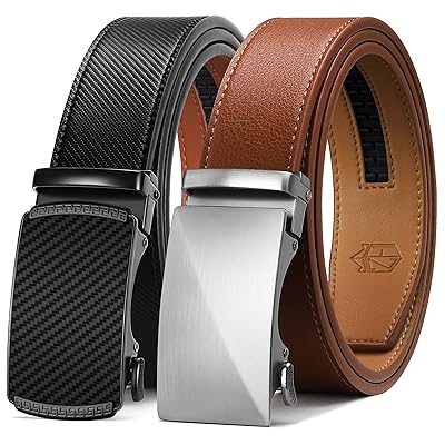 Zitahli Ratchet Belt for Men - 2 Packs Leather Mens belt For Gift Men Dress and Casual,Trim to Fit