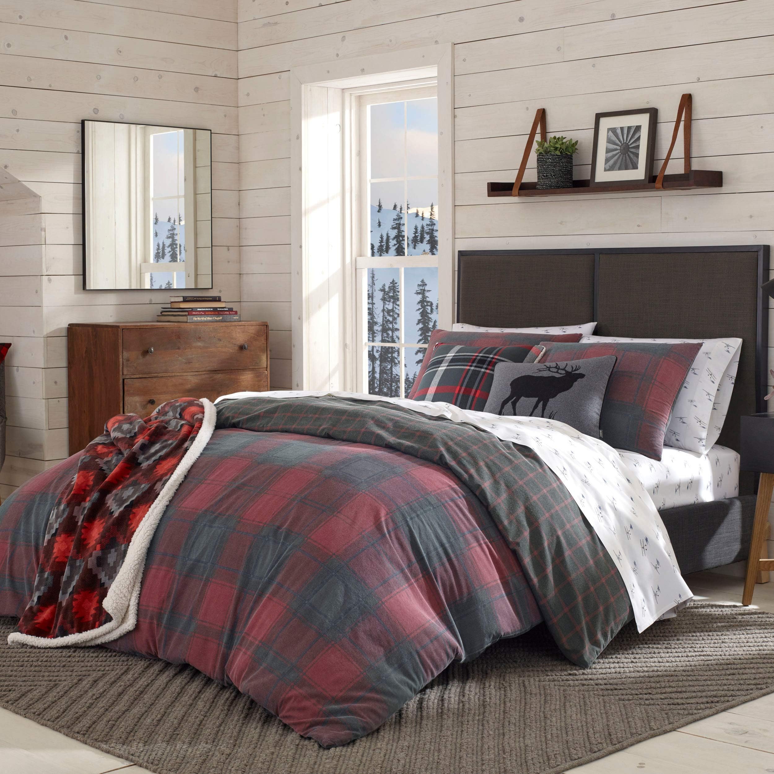 Eddie Bauer Queen Duvet Cover Set, Cotton Reversible
