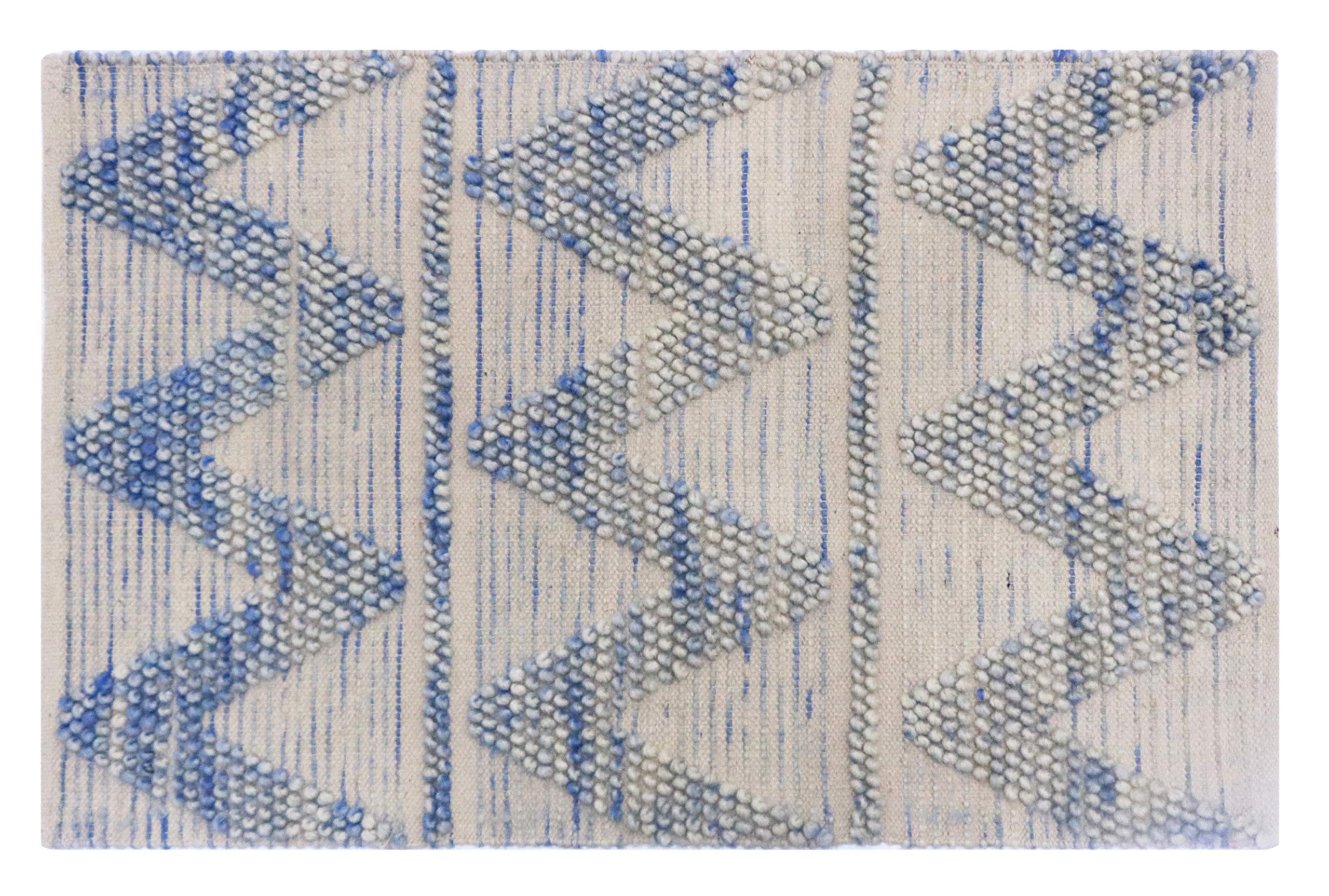 Woven St Wool Area Rug, Luxurious Handcrafted Traditional Collection of Rugs Non-Skid Carpet | Modern Indoor Shag Area Rug for Bedroom, Home Décor, Dining Room, Living Room | Size- 2X3 | Blue