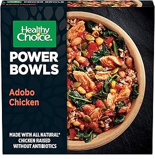 Healthy Choice Power Bowls Adobo Chicken, Convenient Microwave Meal Made With No Preservatives, Frozen Meal, 9.75 OZ Bowl