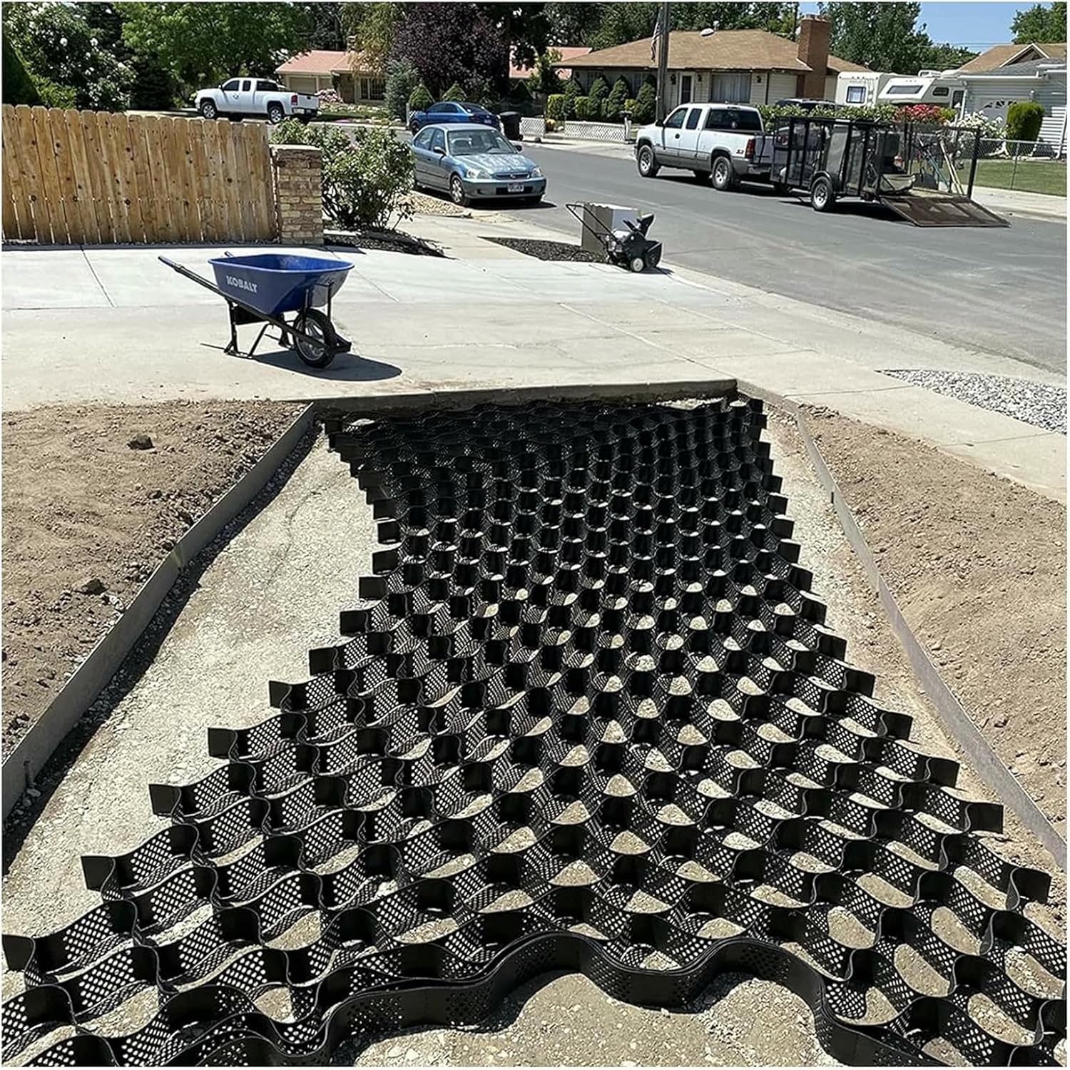 2インチHDPEジオグリッドグラウンド砂利グリッド、ジオグリッドドライブウェイ、透水性舗装システム地盤安定化グリッドジオセル透水性舗