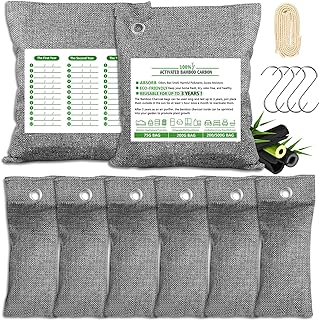 Charcoal Bags Odor Absorber, 8 Pack Bamboo Charcoal Air Purifying Bags, Nature Fresh Bamboo Charcoal Air Purifying Bags, Activated Charcoal Odor Absorber for Home, Cars, Closets, Pet Areas 800g
