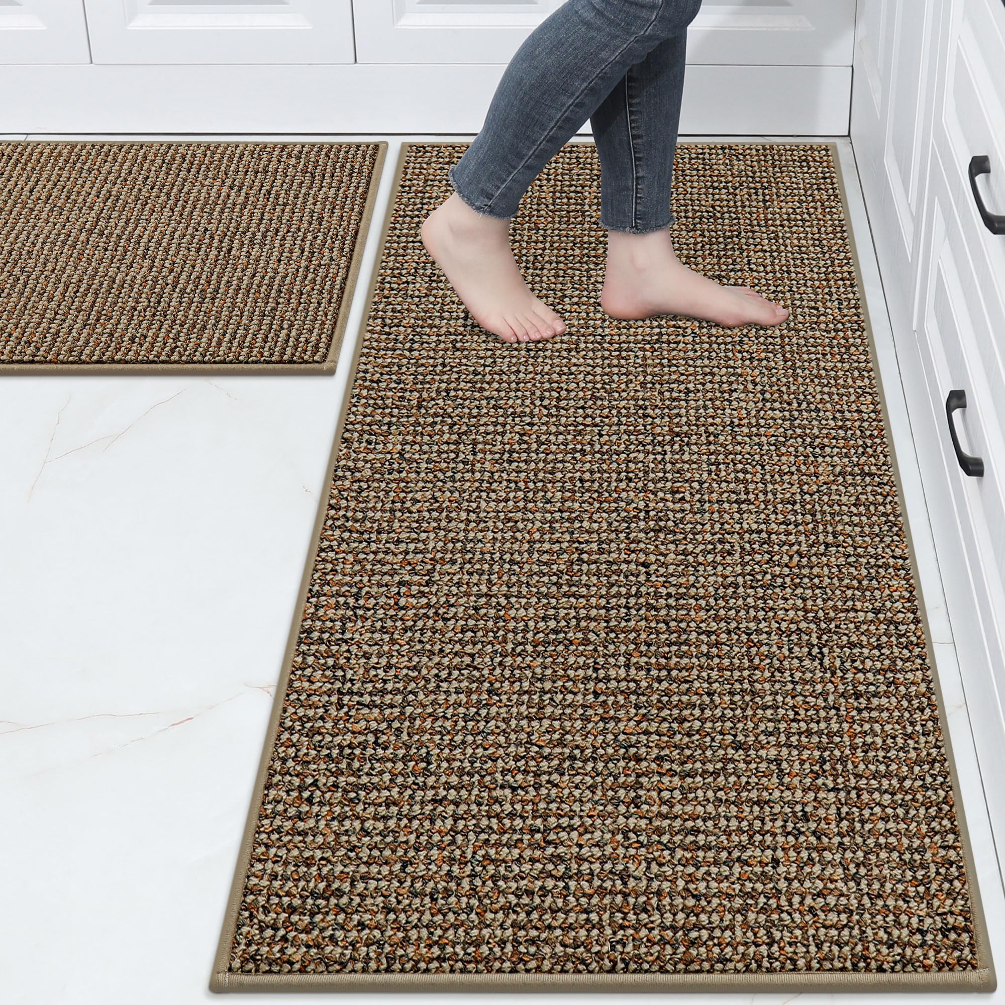 Photo 1 of BEQHAUSE Kitchen Rugs Set 24"x36"+24"x60" Taupe